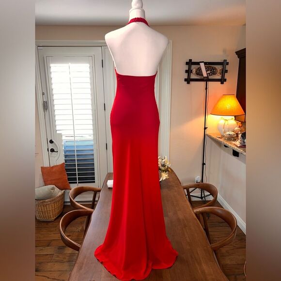 Vintage Bardelli Beverly Hills Red Halter Evening Gown M Made in USA Glamour - Picture 3 of 13